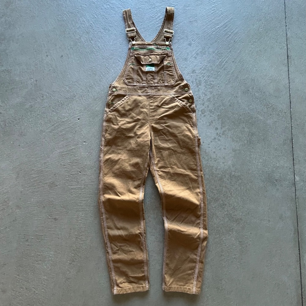 Vintage Liberty Overalls Size Small Tan Canvas Carpenter Bibs Workwear